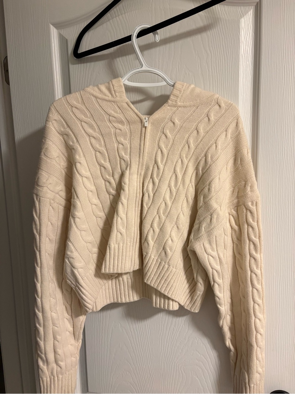Aritzia Sunday Best Octavia Cream Cable Knit Zip-Up Cardigan